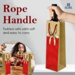 Gift N Greet Wine Bottle Gift Bags with Rope Handle (Set Of- ) | Designer Paper Wine Bags | wine bottle holder bag for Parties & Gifting | Bow Theme - Image 4