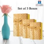Gift N Greet Gift Box Sets Of-3 Luxury Gift Box Set with Ribbon for Packaging Multipurpose Gift Hampers | Boxes for Presents Diwali Christmas Wedding Birthdays Special Occasions (Gold) - Image 6