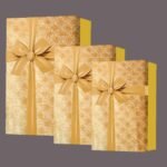 Gift N Greet Gift Box Sets Of-3 Luxury Gift Box Set with Ribbon for Packaging Multipurpose Gift Hampers | Boxes for Presents Diwali Christmas Wedding Birthdays Special Occasions (Gold)