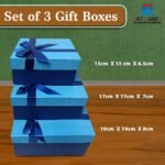 Gift N Greet Blue Gift Box 3 Sizes Gift Boxes with Lids for Presents 3 Packs Square Luxury Nesting Gift Boxes with Bow Ribbon Attach for Birthday Bridesmaid Wedding Christmas Proposal - Image 2