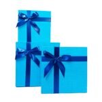 Gift N Greet Blue Gift Box 3 Sizes Gift Boxes with Lids for Presents 3 Packs Square Luxury Nesting Gift Boxes with Bow Ribbon Attach for Birthday Bridesmaid Wedding Christmas Proposal