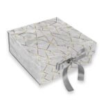 Gift N Greet 1Pcs Small Multipurpose Gift Box Decorative Folding Paper Gift Box with Ribbon | Paper Gift Hamper Boxes for christmas wedding Return Gifts, | gift boxes for Return Gifting (Grey Rigid Box)