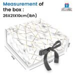Gift N Greet 1Pcs Medium Multipurpose Gift Box Decorative Folding Paper Gift Box with Ribbon | Paper Gift Hamper Boxes for christmas wedding Return Gifts, | gift boxes for Return Gifting (White Rigid Box) - Image 3