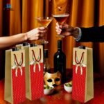 Gift N Greet Wine Bottle Gift Bags with Rope Handle (Set Of- ) | Designer Paper Wine Bags | wine bottle holder bag for Parties & Gifting | Bow Theme - Image 5