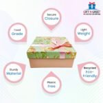 Gift N Greet Pack Of 3 Nesting Gift Boxes With Lids – Decorative Reusable Boxes For Flower Arrangements, Christmas & New Year Gifting, Party Favors – Square Matt Green Pink Floral - Image 3