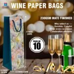 Gift N Greet Wine Bottle Gift Bags with Rope Handle (Set Of- ) | Designer Paper Wine Bags | wine bottle holder bag for Parties & Gifting | Floral Theme - Image 5