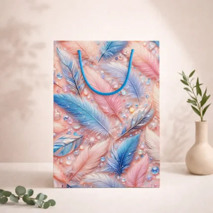 Paper Gift Bags – Feather Design (Large) Front Shot