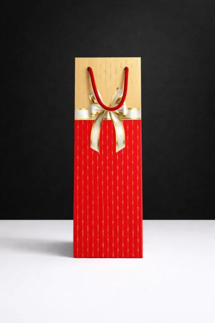 Paper Wine Bags Bow Theme Front Shot