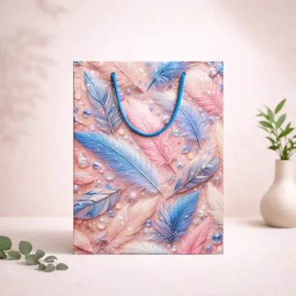 Paper Gift Bags – Feather Design (Medium) Front Shot