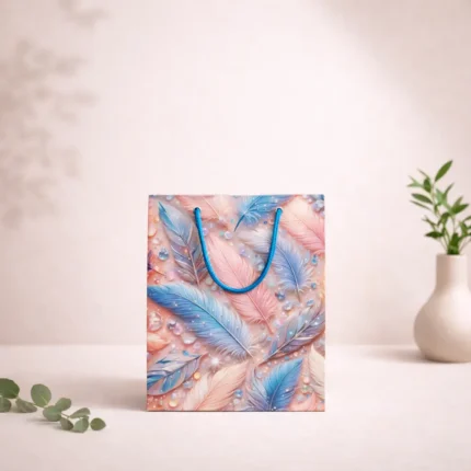 Paper Gift Bags – Feather Design (Small) Front Shot