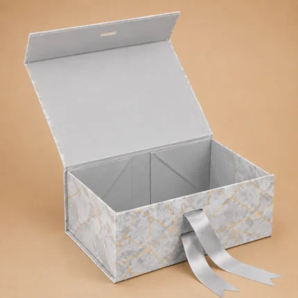 Foldable Box Marble - Open - Grey