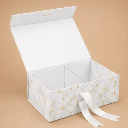 Foldable Box Marble - Open - White
