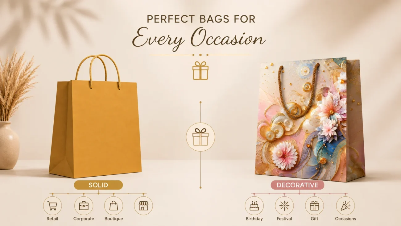 Decorative vs Solid Color Paper Gift Bags