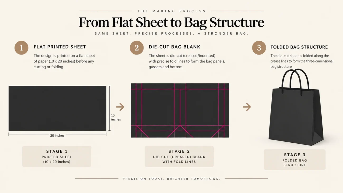 DIE CUTTING + FOLDING of Paper bag