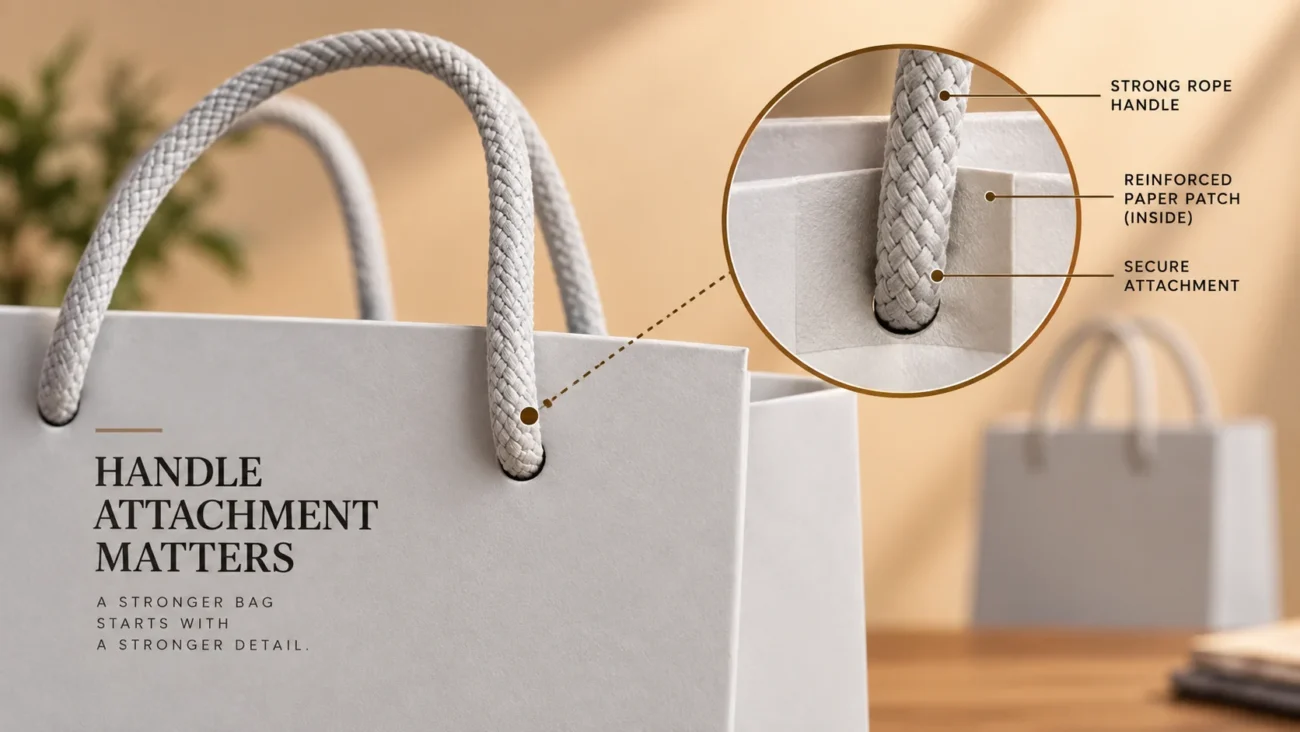 Handle Attachment and Handle Strength Paper Gift Bags